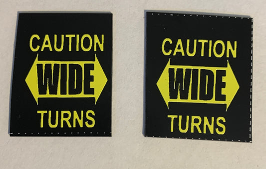 Caution Wide Turns Mud Flaps Dimensional decal