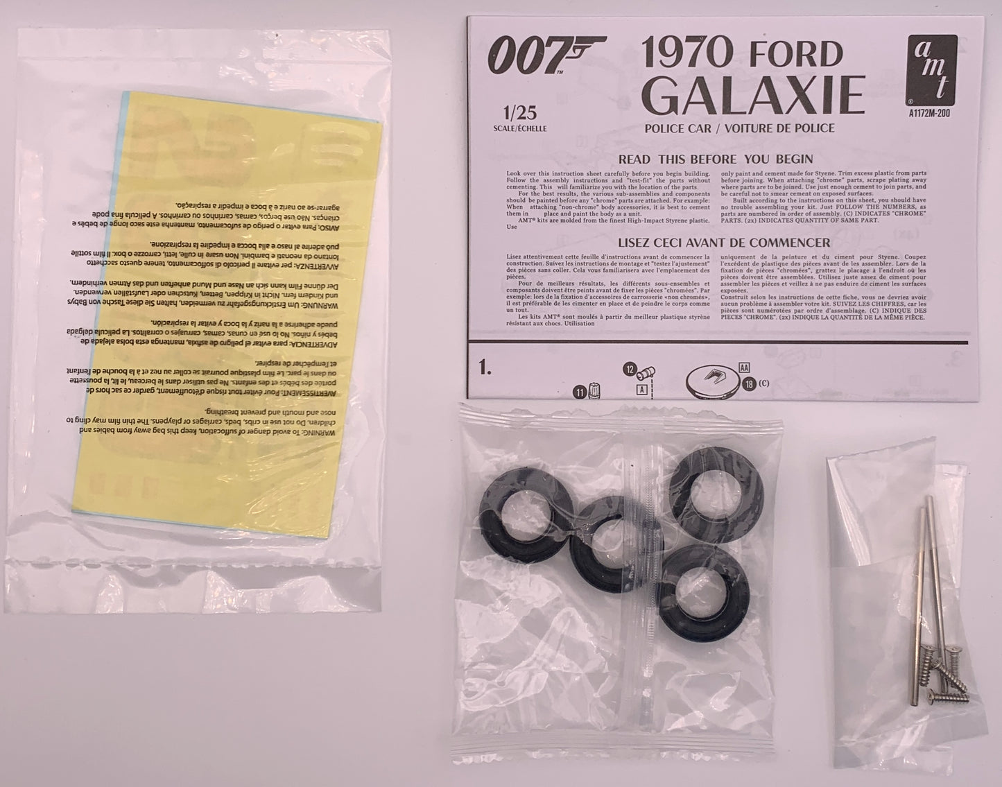 AMT 007 1970 Ford Galaxie Police Car, 1:25 Scale Model Kit