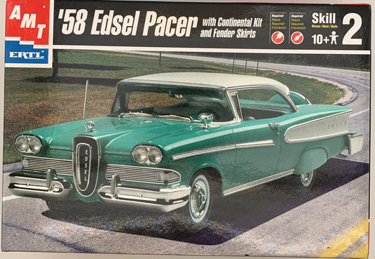 AMT ‘58 Edsel Pacer with Continental Kit and Fender Skirts, 1/24 or 1/25 Scale Model Kit