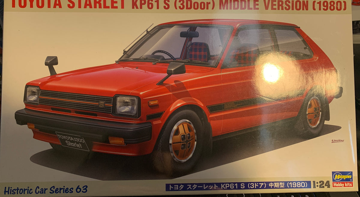 Hasegawa #21163 (HC63) is the 1/24 scale 1980 Toyota Starlet KP61 S, 3-door middle version.