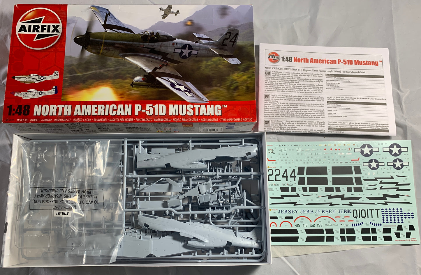 Airfix North American P-51D Mustang, 1:48 Scale Model Kit