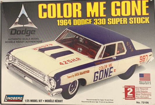Lindberg Color Me Gone 1964 Dodge 330 Super Stock, 1/25 Scale Model Kit