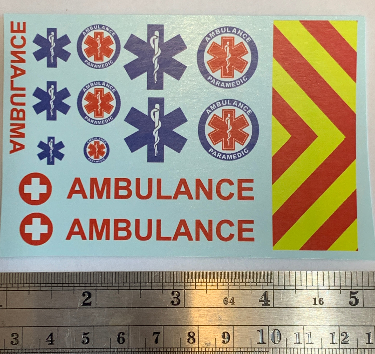 Ambulance scale model water slide decal