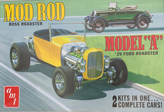 AMT Mod Rod Boss Roadster Model “A” ‘29 Ford Roadster 2 Kits In 1, 1/25 Scale Model Kit