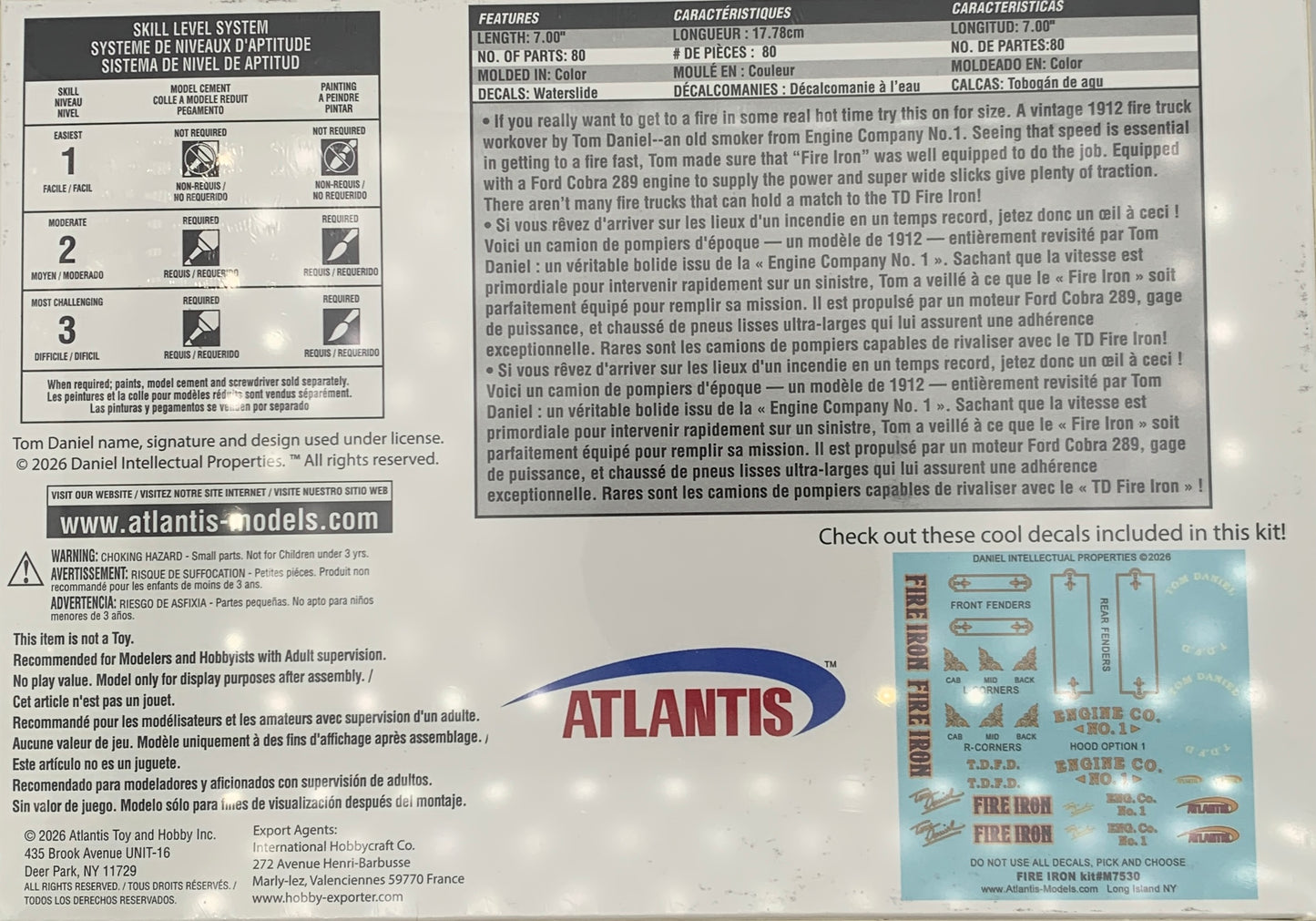 Atlantis Tom Daniel Fire Iron, 1:24 Scale Model Kit (#M7530)