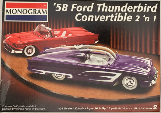 Monogram ‘58 Ford Thunderbird Convertible 2 in 1, 1/24 Scale Model Kit