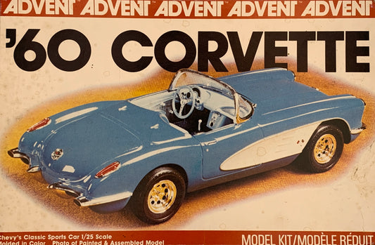 Advent ‘60 Corvette Chevy Classic Sports Car, 1/25 Scale Model Kit
