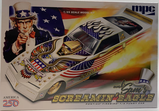 MPC Uncle Sam’s Screamin’ Eagle Pontiac Firebird T/A Funny Car, 1/25 Scale Model Kit