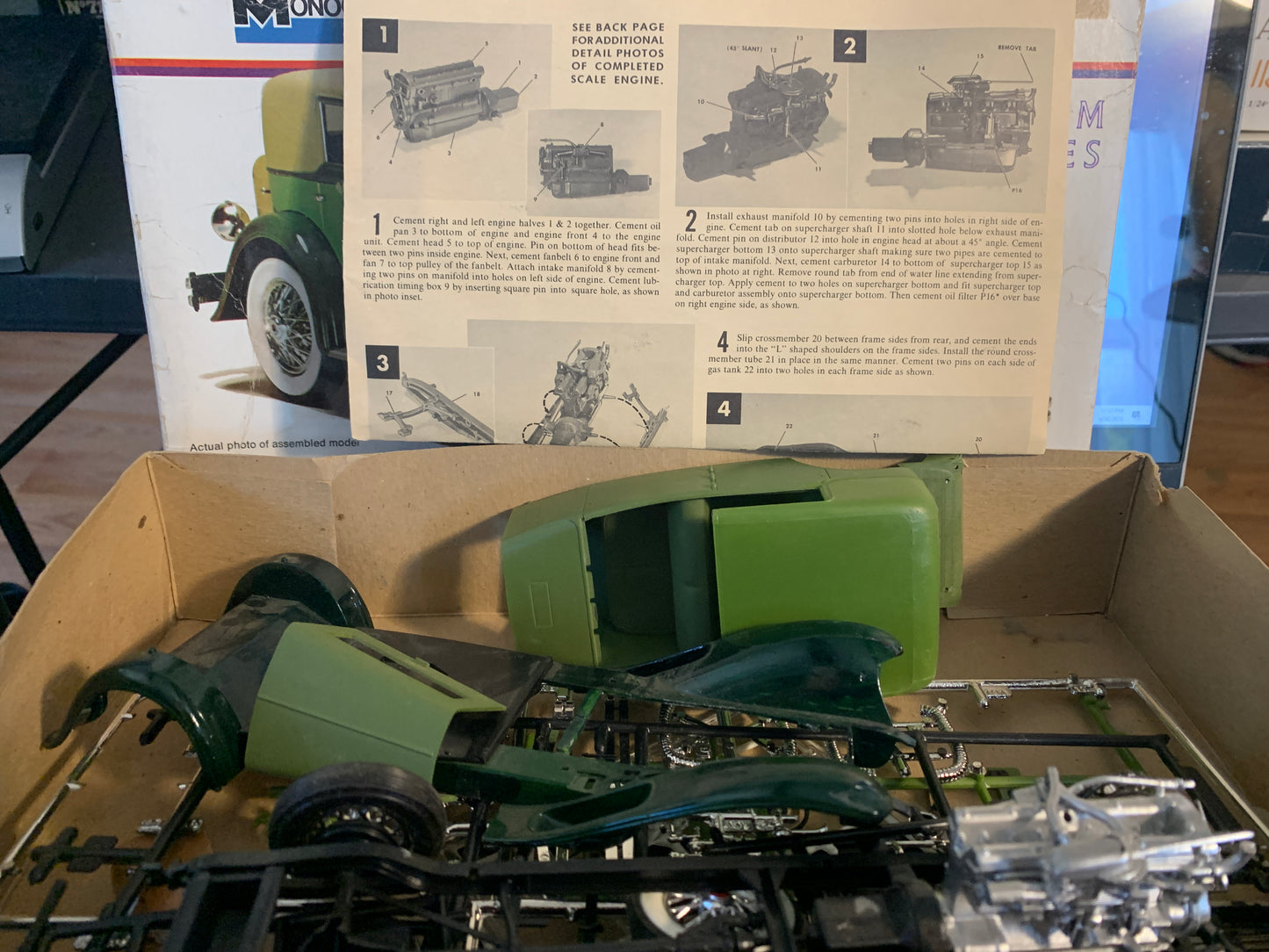 Monogram 1934 Duesenberg Town Car kit #7549, 1/24 scale STARTED