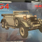 A boxed model car kit labeled G4, showing a vintage off-road car illustration on the front. The box has blue and red graphics and visible text including '1:24 scale special car' and 'G4'.