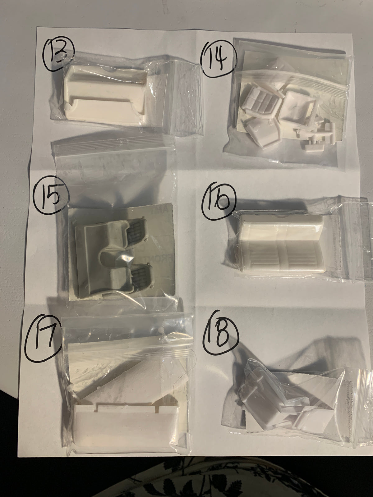 GM Seats Model Kit Parts