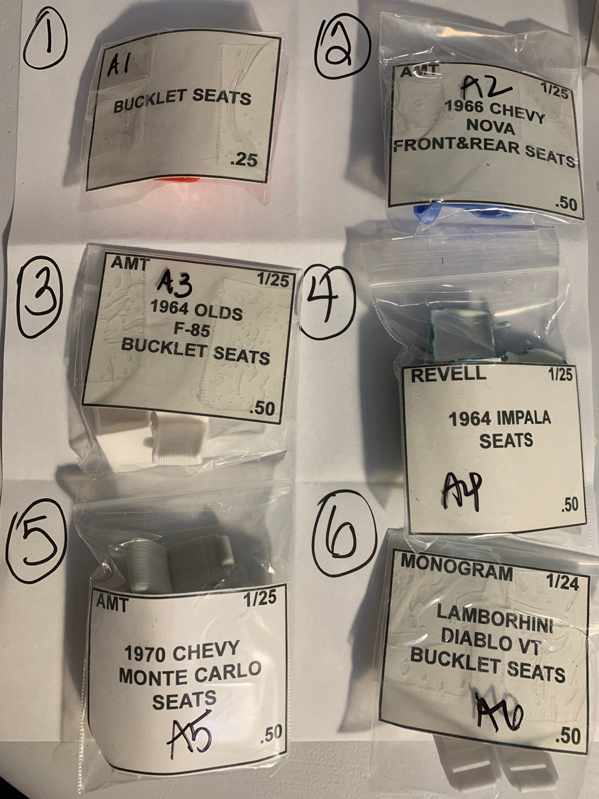 GM Seats Model Kit Parts