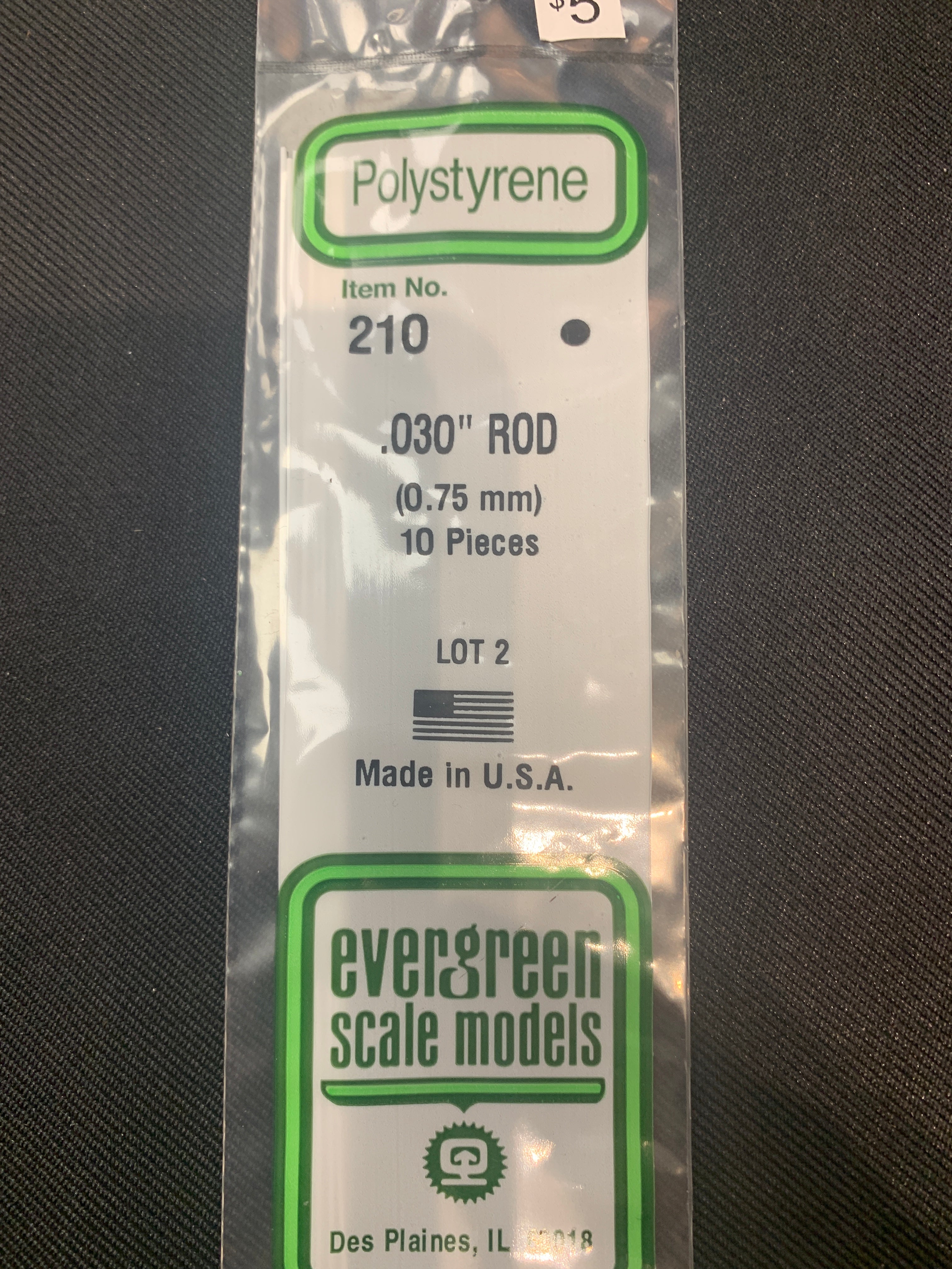 Evergreen Polystyrene Rod #210 .030 diam .75 mm plastic – STSDecals
