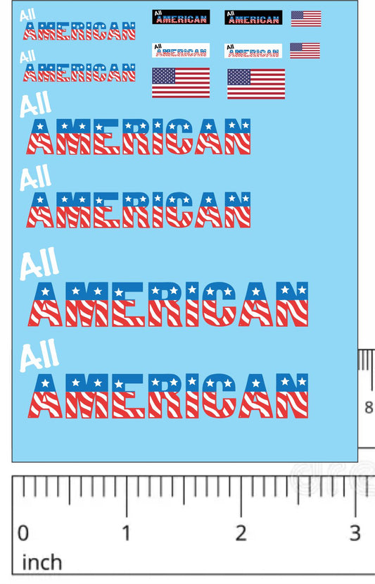All American water slide decals