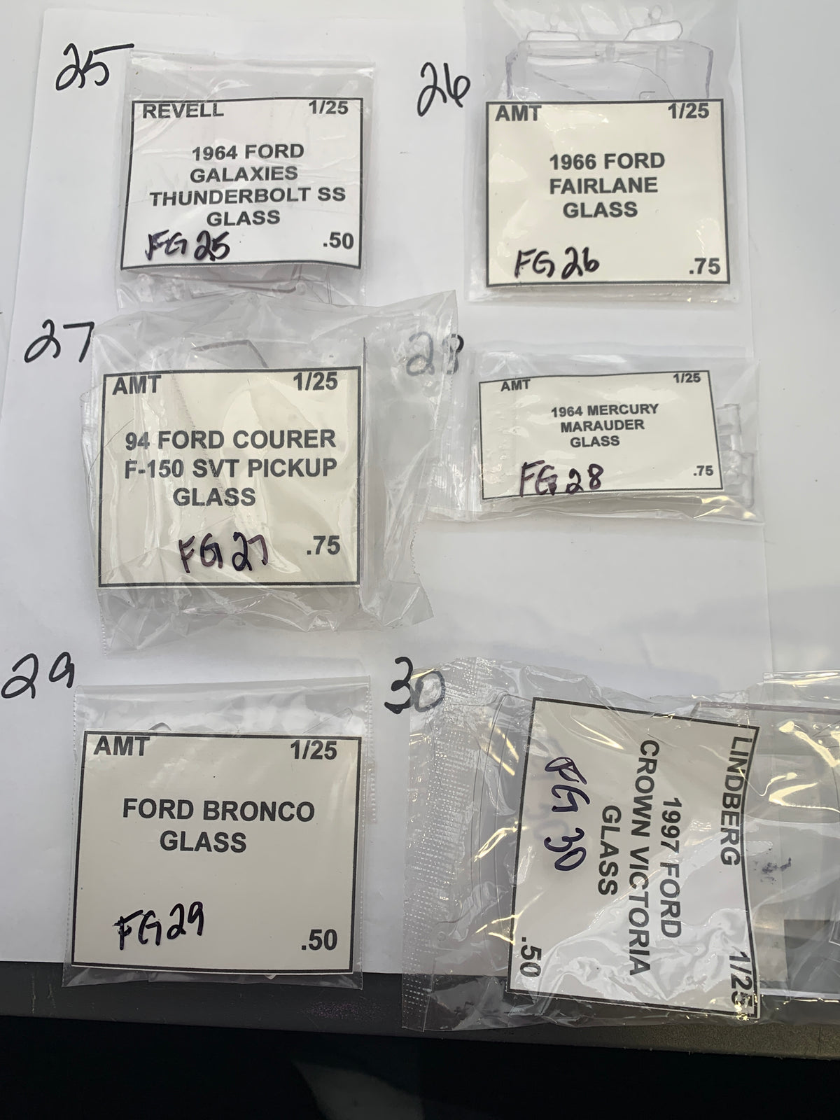 Ford Lincoln Mercury Glass & Firewall Parts bag