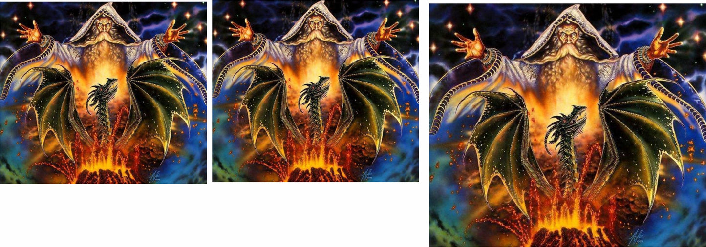 Dragon & wizard van mural water slide decal