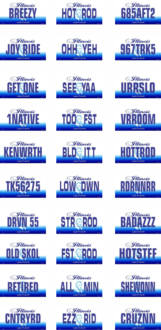 Illinois License Plate Assortment for 1:24 1:25 scale models