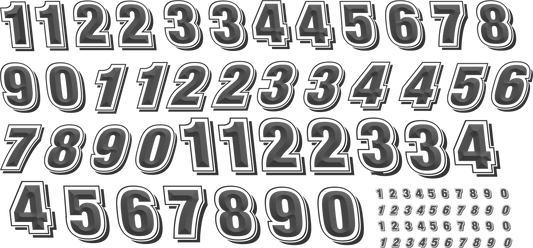 Numbers "bevel" Water Slide decals