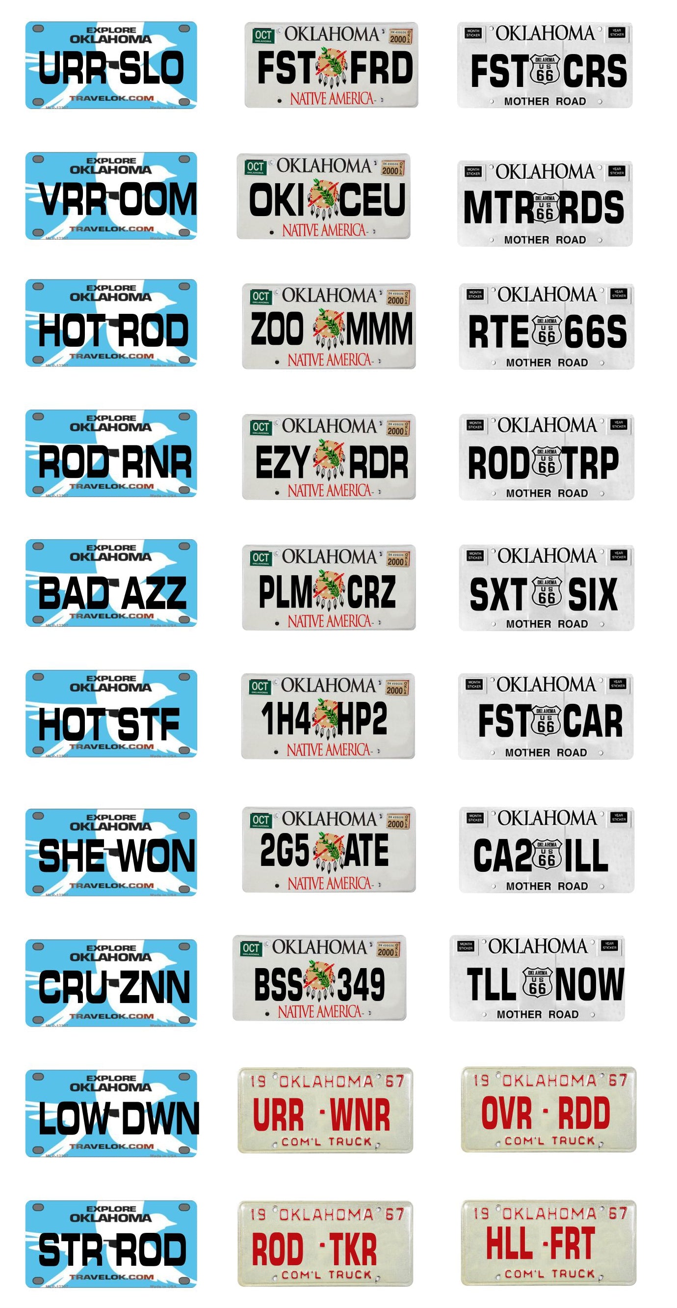 Oklahoma License Plate Assortment for 1:24 1:25 scale models