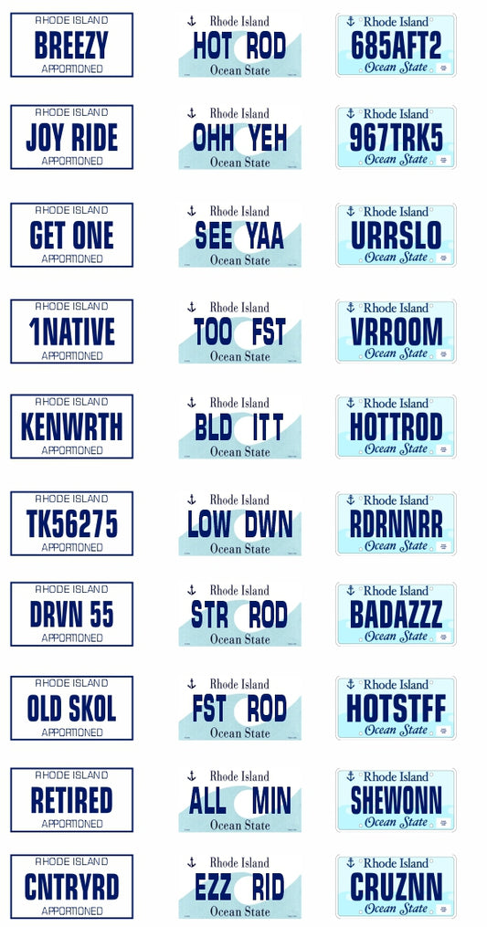 Rhode Island License Plate Assortment for 1:24 1:25 scale models