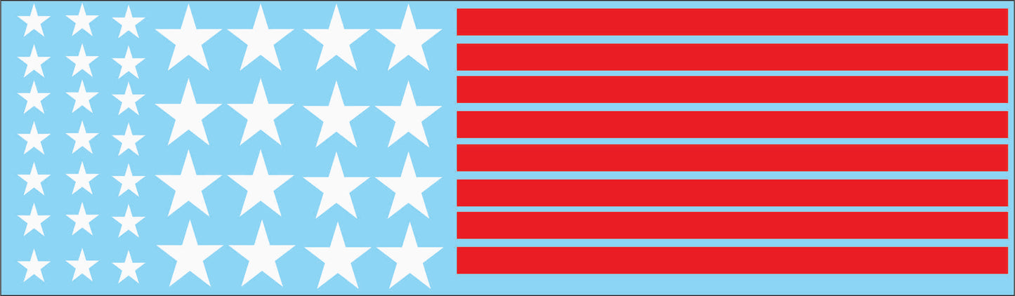 Stars Red Stripes water slide decals