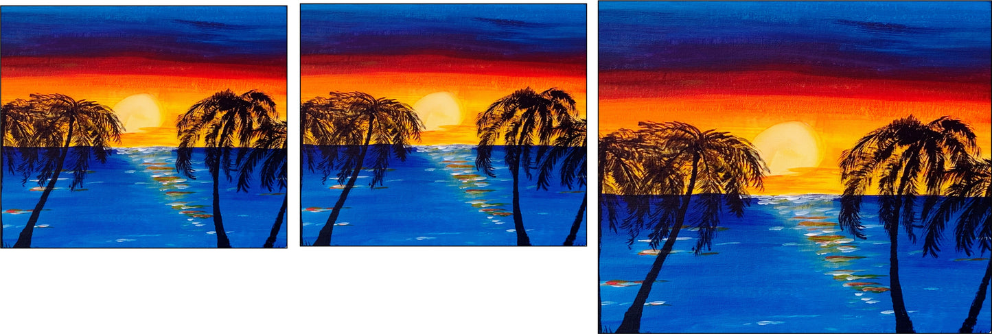 Sunset beach van mural water slide decal