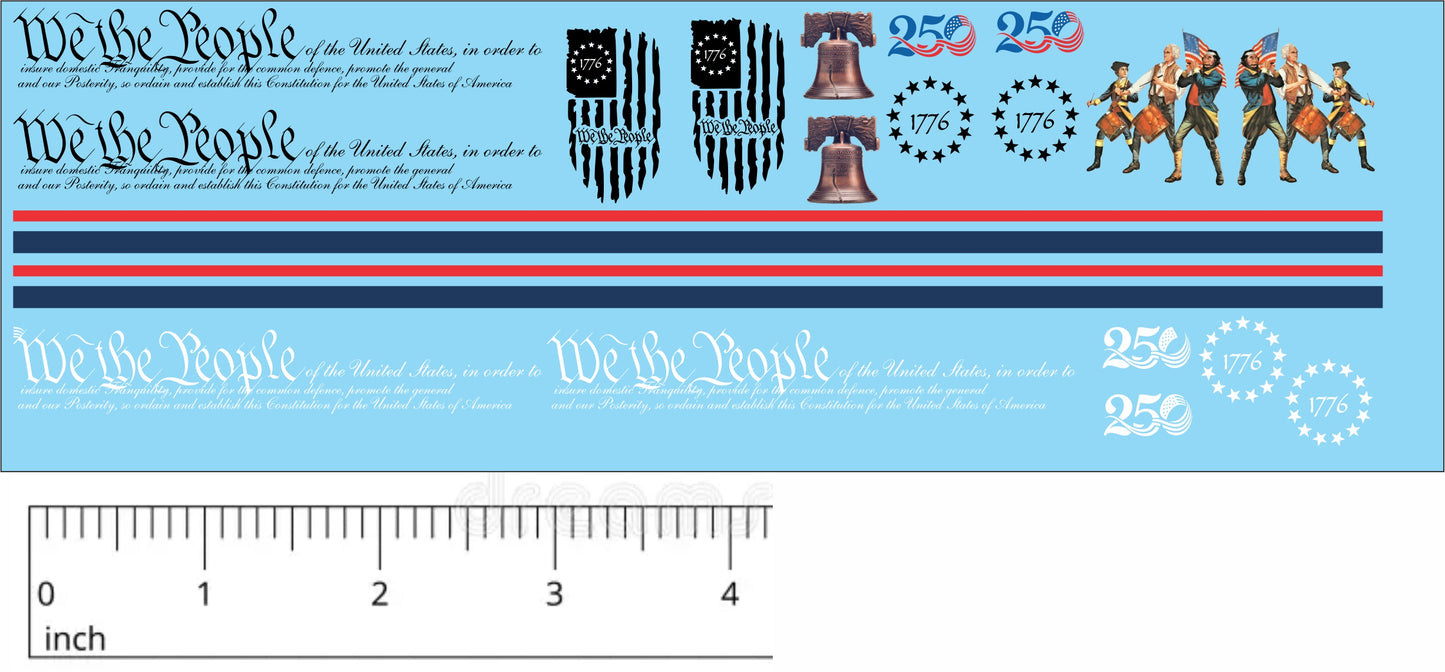 We the people 1776 water slide decals