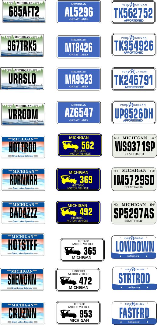 Michigan License Plate Assortment for 1:24 1:25 scale models