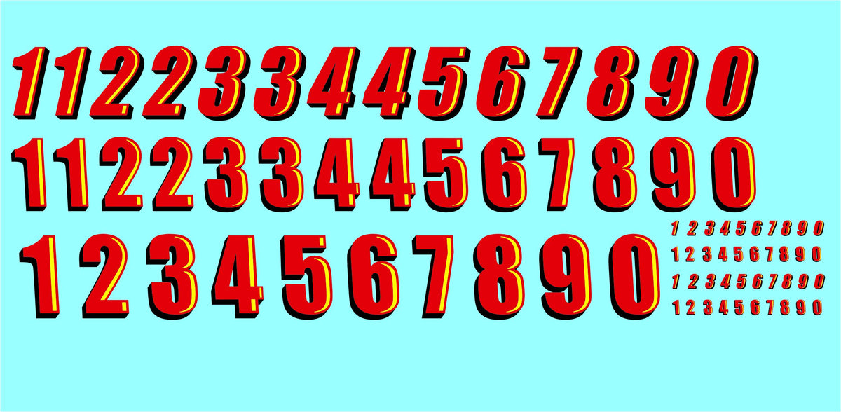 Number with hightlight Water Slide decals – STSDecals